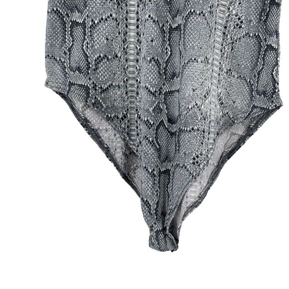Python Body Suit Gray Womens Size XS Gaze Top V Neck Stretch Spaghetti Strap - Picture 6 of 8